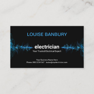 Striking Blue Electric Lightning Electrician Business Card