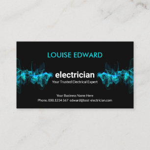 Striking Blue Electrical Lightning Electrician Business Card