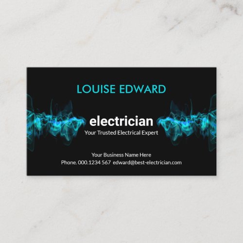 Striking Blue Electrical Lightning Electrician Business Card