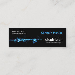 Striking Blue Electrical Lightning Electrician Mini Business Card