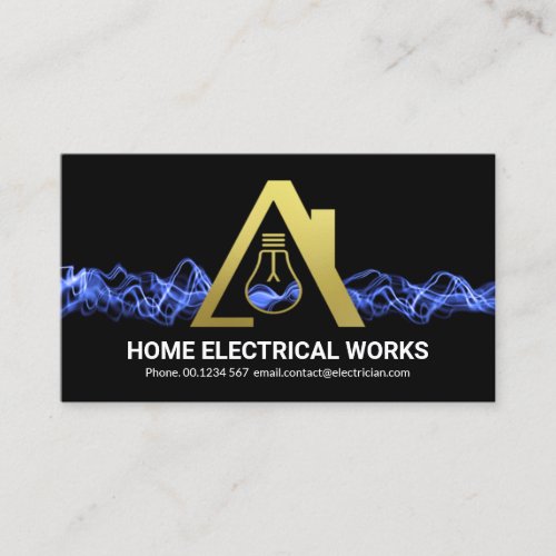 Striking Blue Lightning Gold Bulb Home Business Card