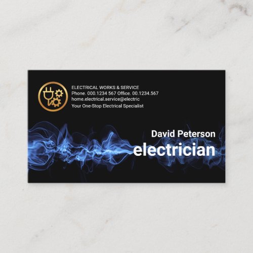 Striking Blue Lightning Power Electrical Service Business Card