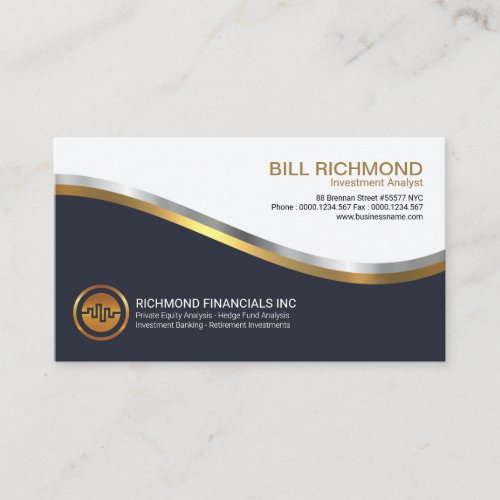 Striking Bright Gold Silver Investment Waves Business Card
