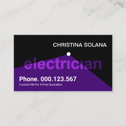 Striking Bright Purple Spot Light Electrician Business Card
