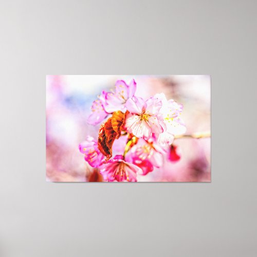 Striking Bunch Of Pink Sakura Flowers In Spring Canvas Print