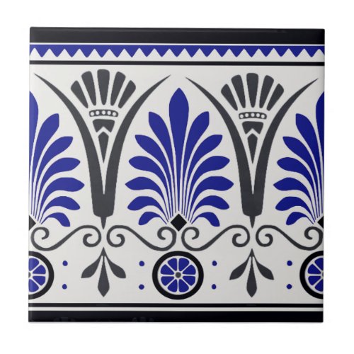 Striking Cobalt Blue  Black Ceramic Border Tile