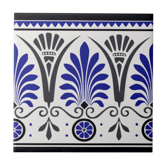 Striking Cobalt Blue & Black Ceramic Border Tile Zazzle