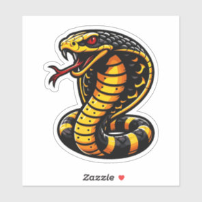 Striking Cobra Sticker- Bold Yellow & Black Design Sticker