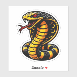 Striking Cobra Sticker- Bold Yellow & Black Design Sticker