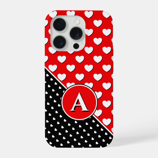 Striking Colors Red And Black, Custom Monogram iPhone Case (Back)