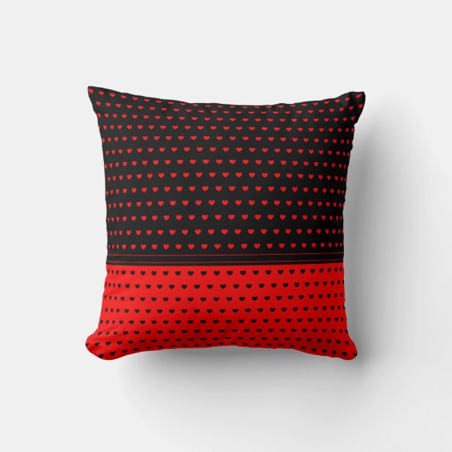 Striking Colors Red And Black Hearts Pattern Throw Pillow (Front)