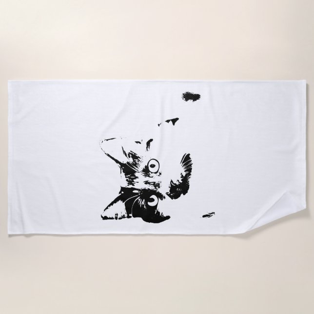 Striking Curious Cat Beach Towel (Front)