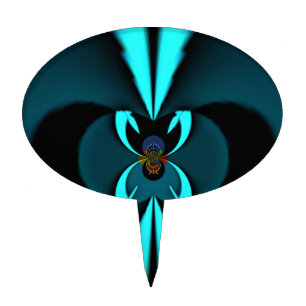 Striking Cutting-Edge Cyan and Black Vector Design Cake Topper