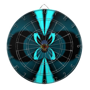 Striking Cutting-Edge Cyan and Black Vector Design Dartboard With Darts