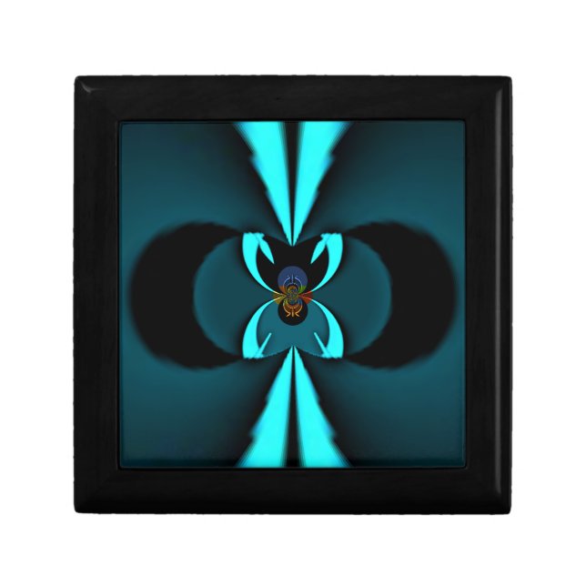 Striking Cutting-Edge Cyan and Black Vector Design Jewelry Box (Front)