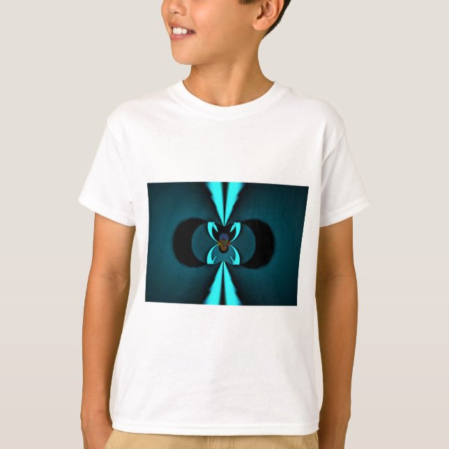 Striking Cutting-Edge Cyan and Black Vector Design T-Shirt (Front)