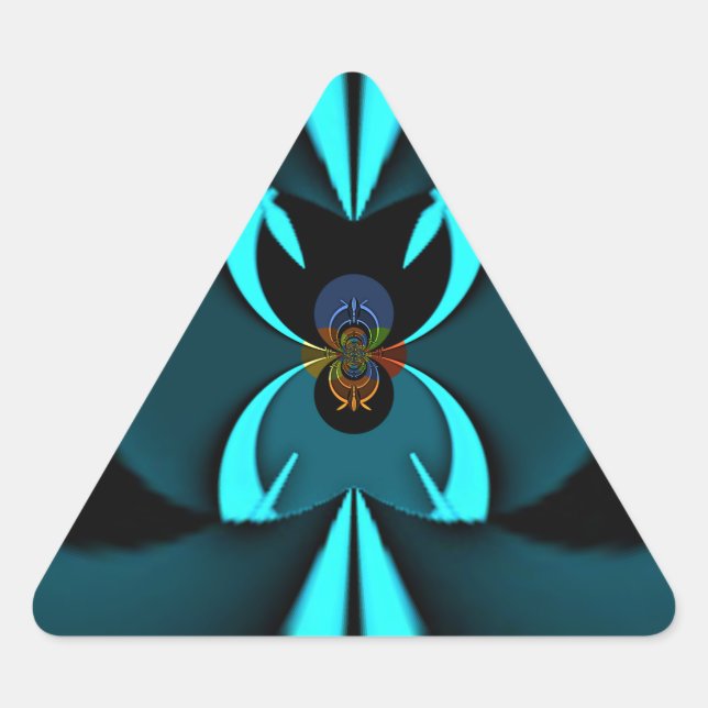 Striking Cutting-Edge Cyan and Black Vector Design Triangle Sticker (Front)