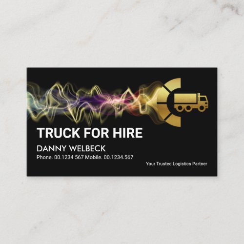 Striking Electric Charge Gold Truck Transport Business Card