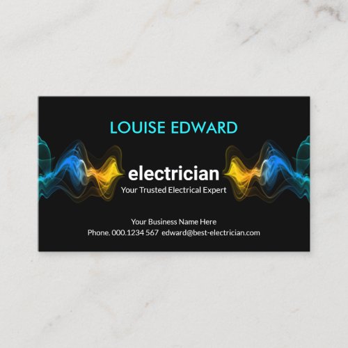 Striking Electric Wave Lightning Electrician Business Card