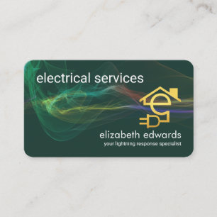 Striking Electrical Lightning Powers Home Circuit Business Card
