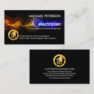 Striking Electrical Wave Charging Electrician Business Card