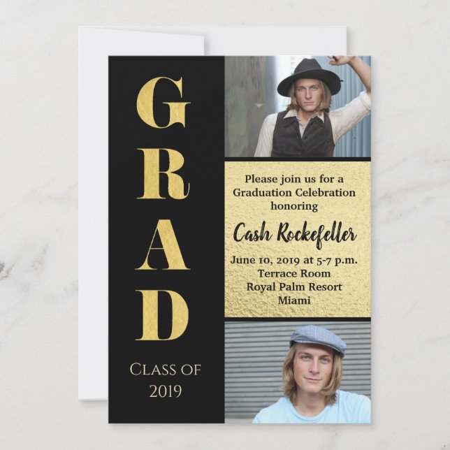 Striking Elegant Graduation Party Invitation (Front)