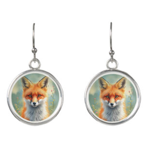 Striking Eyes of a Cunning Red Fox Earrings