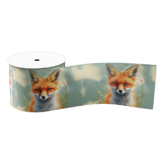 Striking Eyes of a Cunning Red Fox   Grosgrain Ribbon