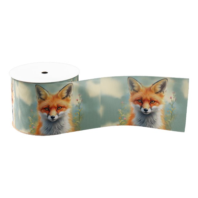 Striking Eyes of a Cunning Red Fox   Grosgrain Ribbon (Spool)