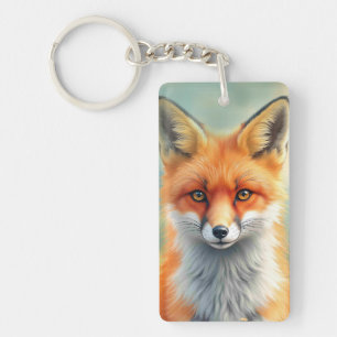 Striking Eyes of a Cunning Red Fox Keychain