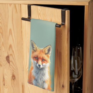 Striking Eyes of a Cunning Red Fox   Kitchen Towel