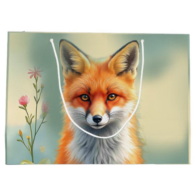 Striking Eyes of a Cunning Red Fox   Large Gift Bag (Back)