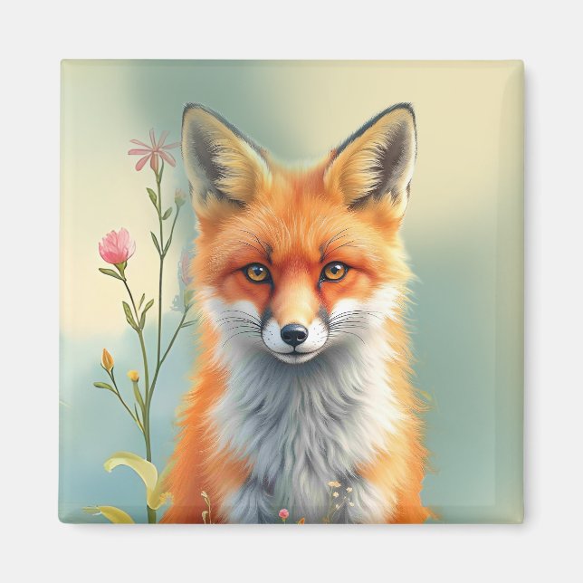 Striking Eyes of a Cunning Red Fox   Magnet (Front)