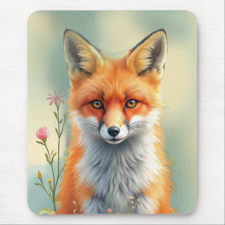 Striking Eyes of a Cunning Red Fox Mouse Pad