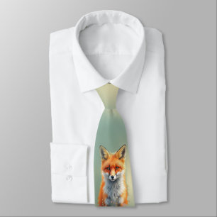 Striking Eyes of a Cunning Red Fox Neck Tie