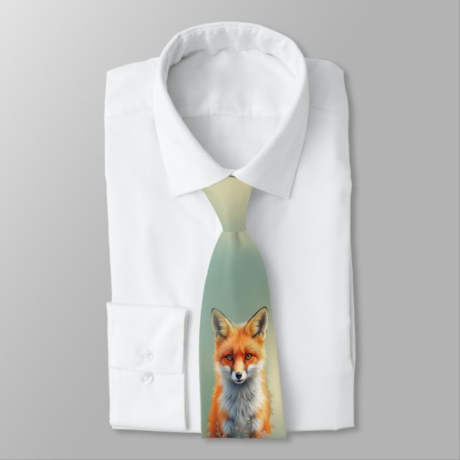 Striking Eyes of a Cunning Red Fox   Neck Tie (Tied)