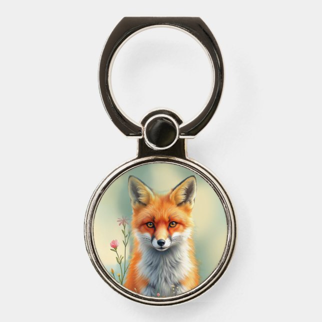 Striking Eyes of a Cunning Red Fox   Phone Ring Stand (Front)