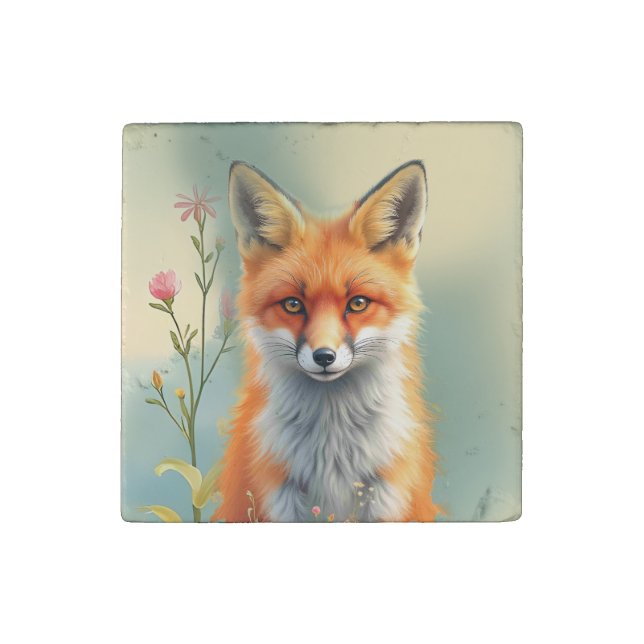 Striking Eyes of a Cunning Red Fox   Stone Magnet (Front)