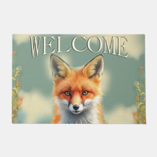 Striking Eyes of a Cunning Red Fox Welcome Doormat