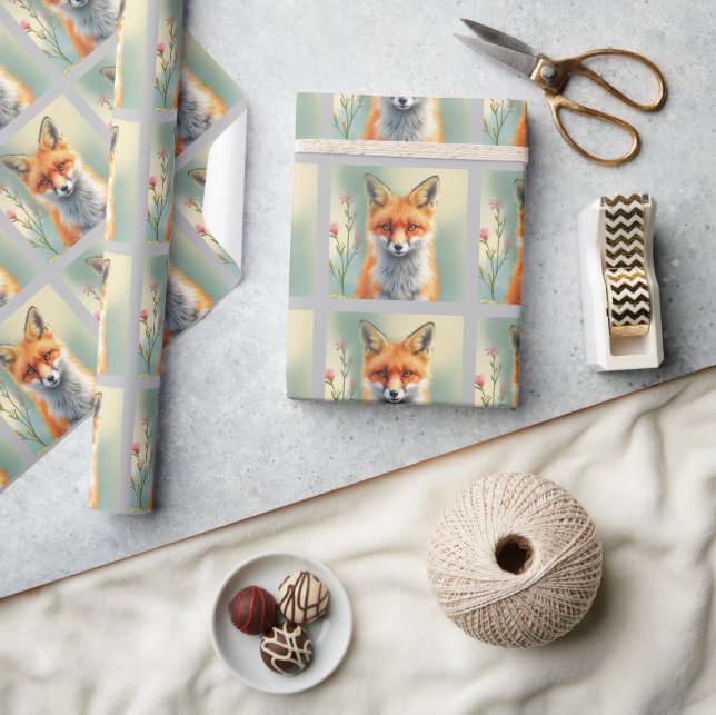 Striking Eyes of a Cunning Red Fox   Wrapping Paper (Crafts)