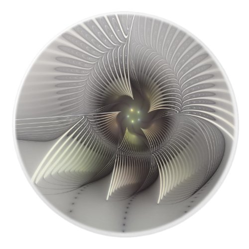 Striking Figure Modern Abstract Fractal Art Ceramic Knob