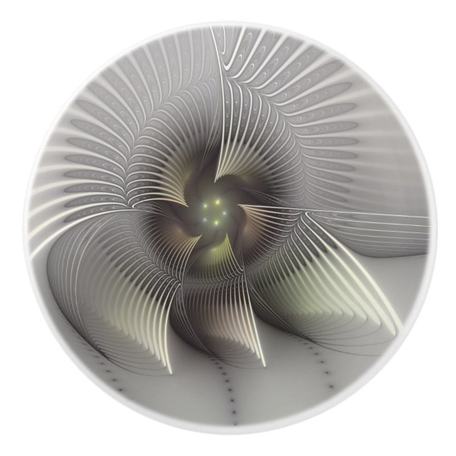 Striking Figure, Modern Abstract Fractal Art Ceramic Knob (Front)