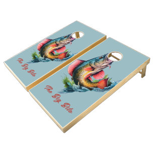 Striking Fish Grabbing the Bags Cornhole Set