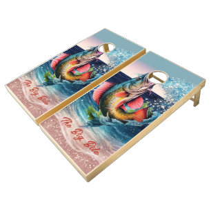 Striking Fish Grabbing the Bags Cornhole Set