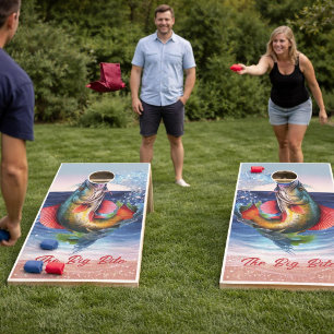 Striking Fish Grabbing the Bags Cornhole Set