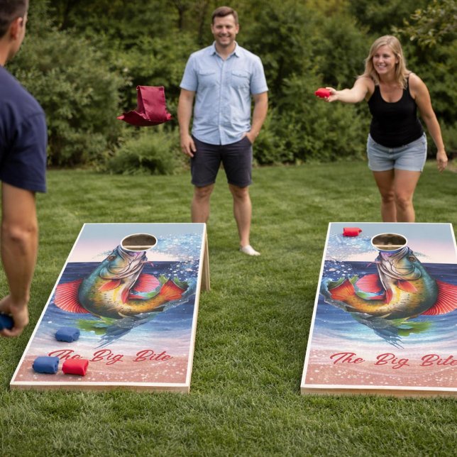 Striking Fish Grabbing the Bags Cornhole Set (Creator Uploaded)