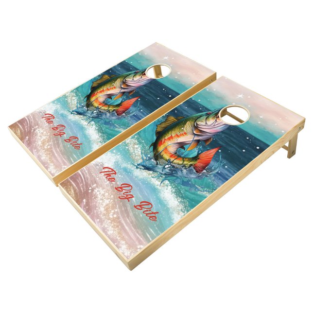 Striking Fish Grabbing the Bags Cornhole Set (Creator Uploaded)