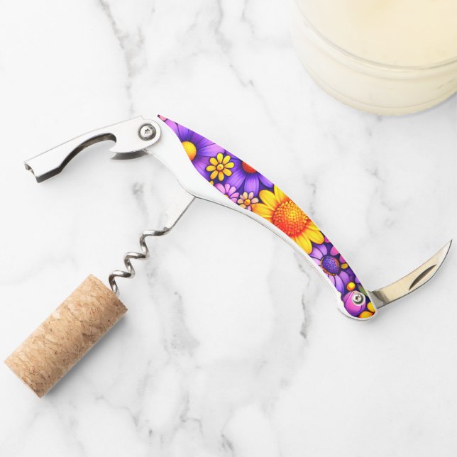 Striking Floral Pattern Design Waiter's Corkscrew (Front)