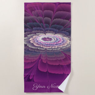 Striking Flower Colorful Abstract Fractal Art Name Beach Towel