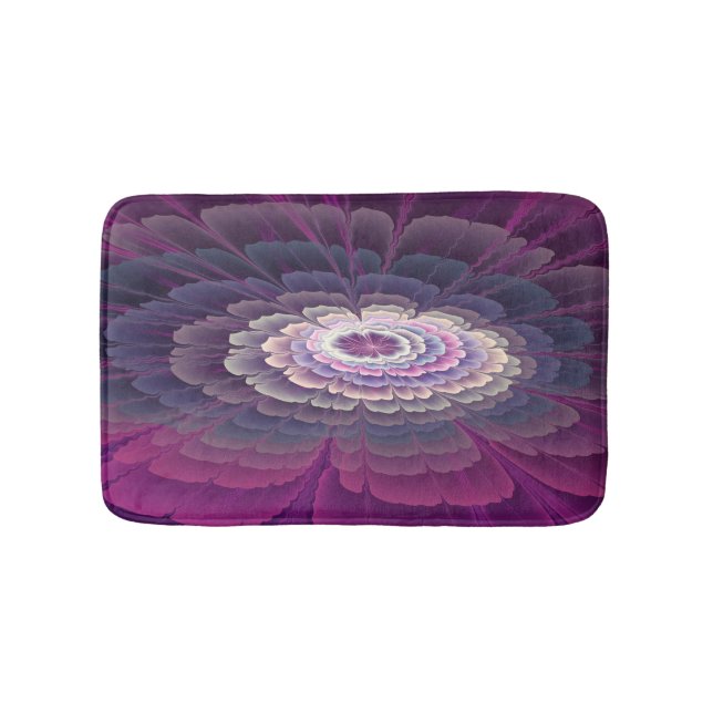 Striking Flower Colorful Abstract Fractal Art Pink Bath Mat (Front)